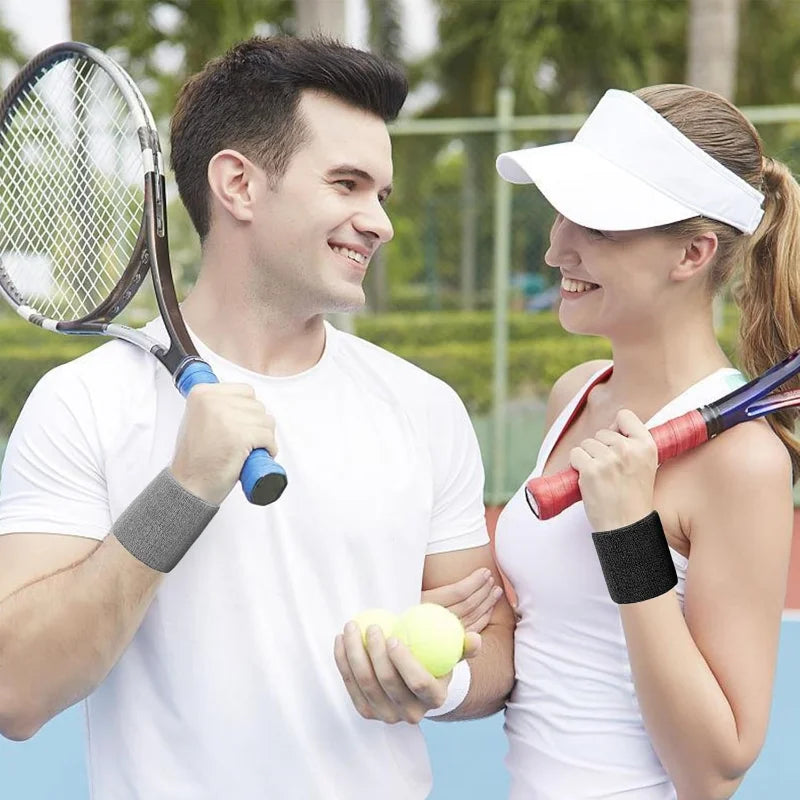 New Hot 1Pairs 2Pcs Set Breathable Cotton Wrist Sweatbands Sweat Absorbent Wristbands for Tennis Football Basketball Running Gym - Buy online at  Vibe In Cart.