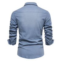 AIOPESON Brand Elastic Cotton Denim Shirt Men Long Sleeve Quality Cowboy Shirts for Men Casual Slim Fit Mens Designer Clothing - Buy online at  Vibe In Cart.