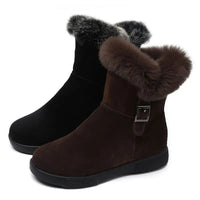 Women's Winter Fashion Leather Warm Snow Boots with Plush Thick Soles Comfortable Non-Slip Cotton Shoes - Buy online at  Vibe In Cart.
