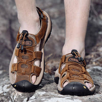 Men's Genuine Leather Sandals Casual Outdoor Beach Roman Style Sizes 38-48
