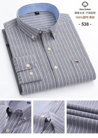 100% Cotton Oxford Men's Shirts Long Sleeves Plaid Soft Regular Fit Formal Dress Shirt Pocket Social Blouse Male Clothes S-7XL - Buy online at  Vibe In Cart.