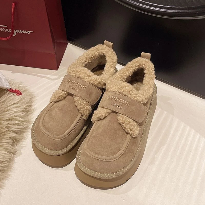 2025 New Winter Women's Platform Snow Boots, Warm Fleece Lined Ankle Boots with Magic Strap, Soft Sole Indoor Outdoor Shoes - Buy online at  Vibe In Cart.