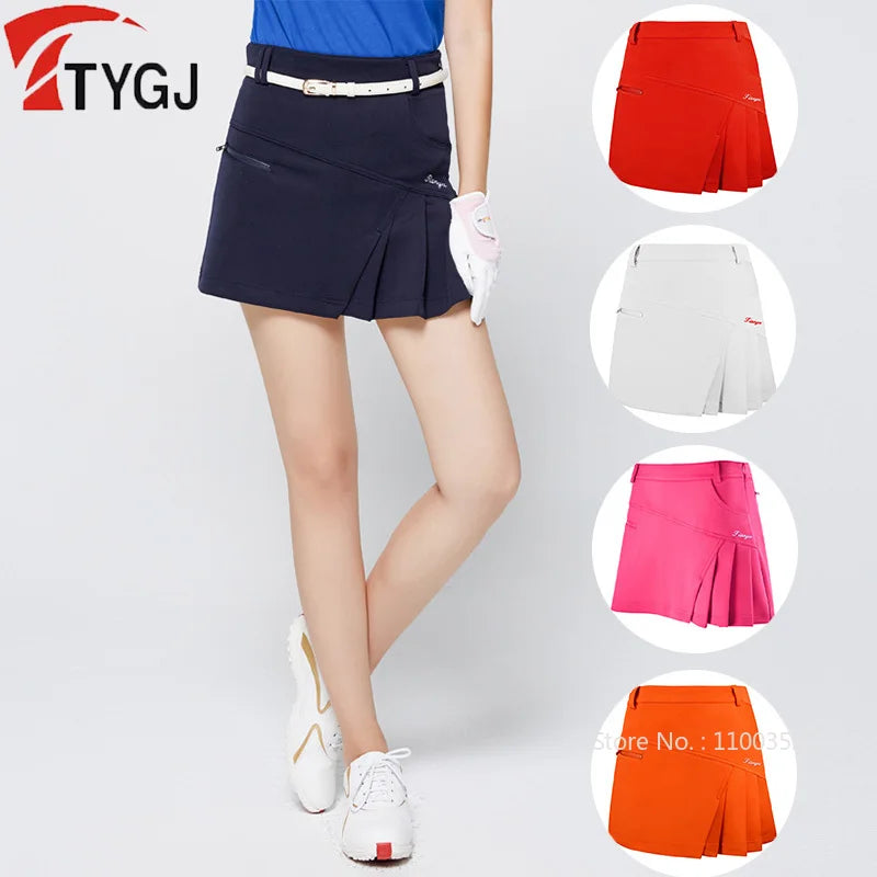 TTYGJ Golf Tennis Skirt for Women Pleated Golf Skirt Ladies High Waist Korean Athletic Skort A-lind Pantskirts with Inner Shorts