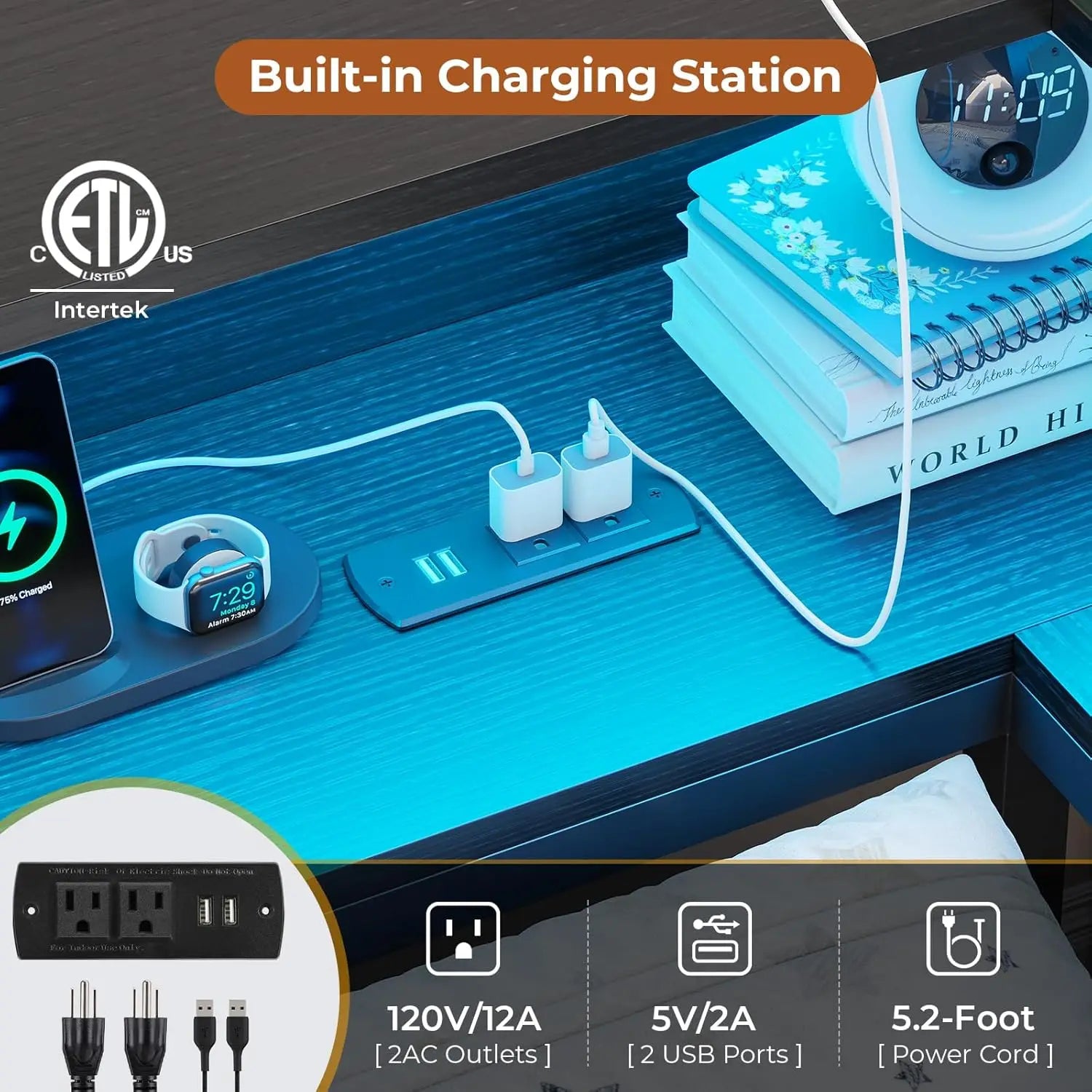 DICTAC Twin Corner Bed Frame w/ Bookcase, Storage Drawers & Charging Station - LED Lights Daybed for Living Room/Bedroom/Guest - Buy online at  Vibe In Cart.