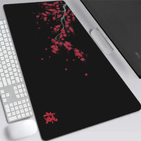 XXL Gray Rubber and Cloth Mouse Pad with Cherry Blossom Design