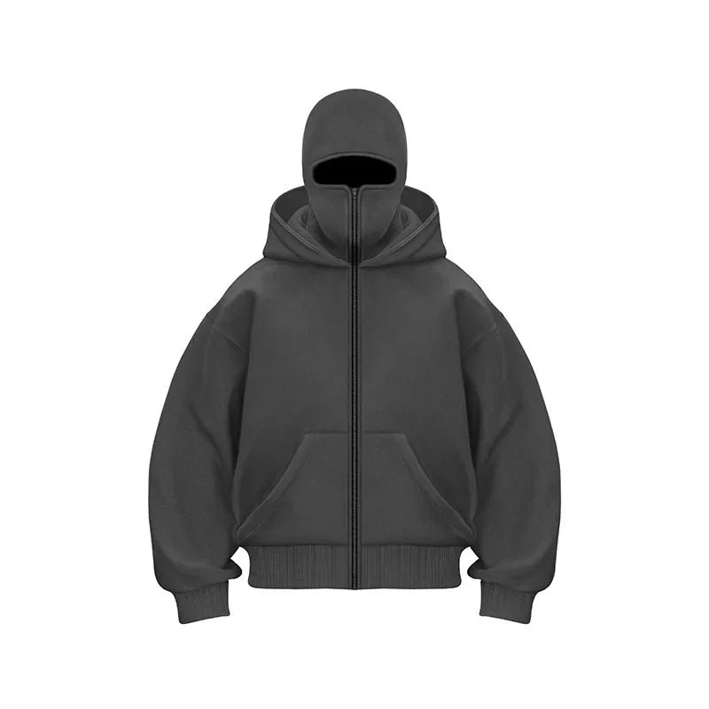 Men's Hooded Zipper Sweatshirt for Winter Outdoor Use