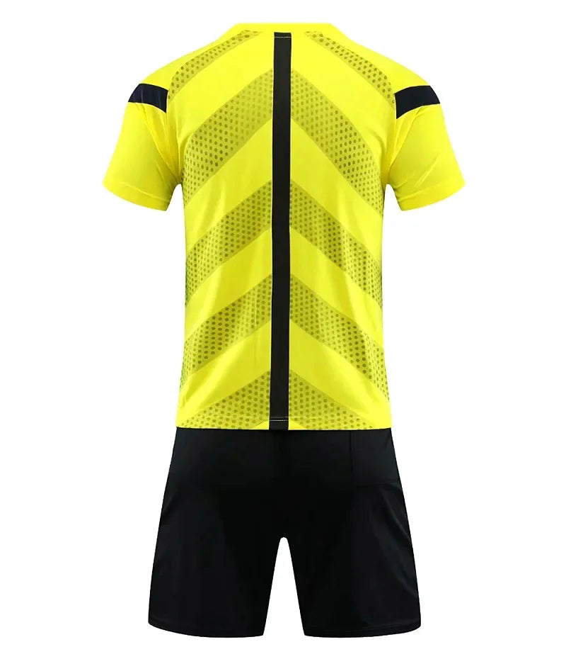 Men's Polyester Soccer Referee Uniform with Jersey and Shorts