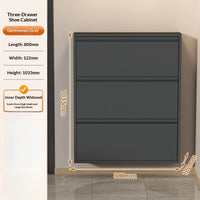 Slim Steel Shoe Cabinet with Flip Doors and Thin Design