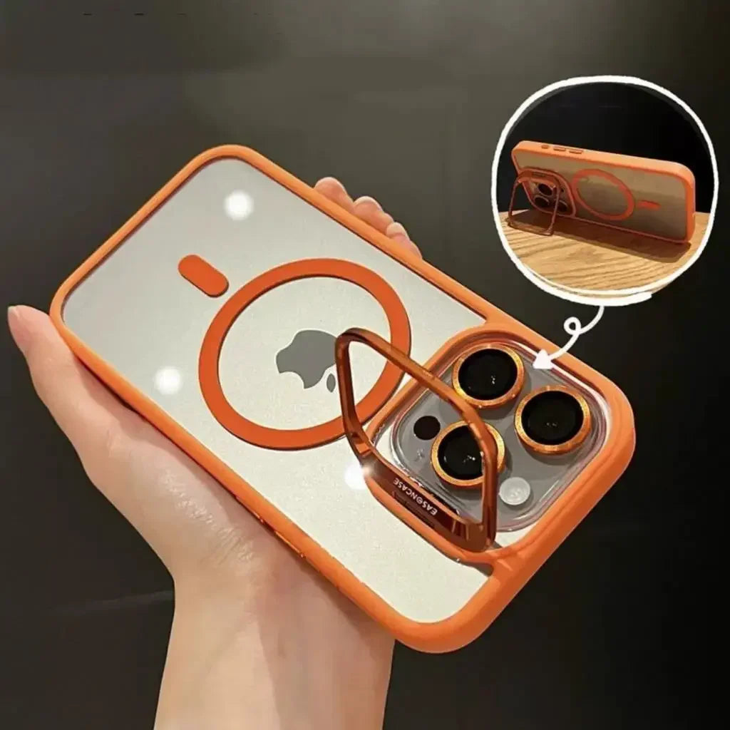 Full Coverage Transparent Magnetic Phone Case with Stand