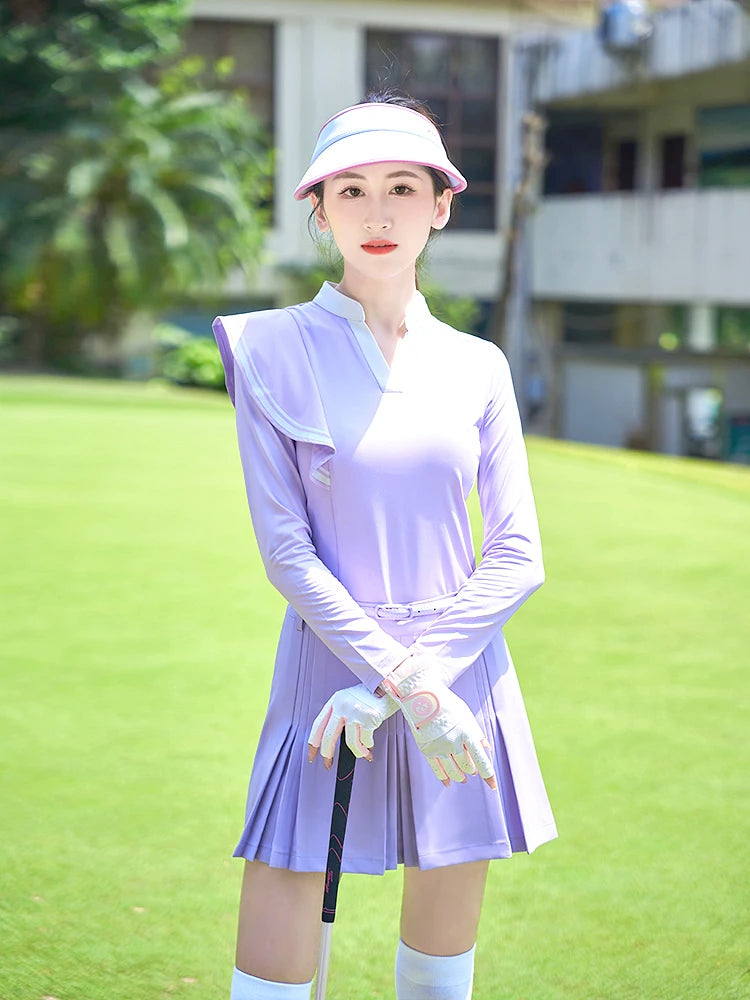 TTYGJ New Golf Skirt Women Spring Autumn Fashion A-lined Skirt Ladies Outdoor Sports Skorts Casual Golf Wear with Inner Shorts