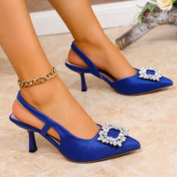 High Heels Sandals Women Crystal Square Buckle Spring Summer Slip On Pointed Toe Pumps Woman Thin Heel Party Wedding Shoes Mujer - Buy online at  Vibe In Cart.