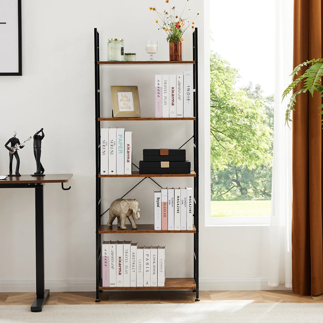 JHK 5 Tier Bookcase Bookshelf Modern Book Case For Books Corner Storage Organizer for Bedroom Home Office Kitchen Living Room - Buy online at  Vibe In Cart.