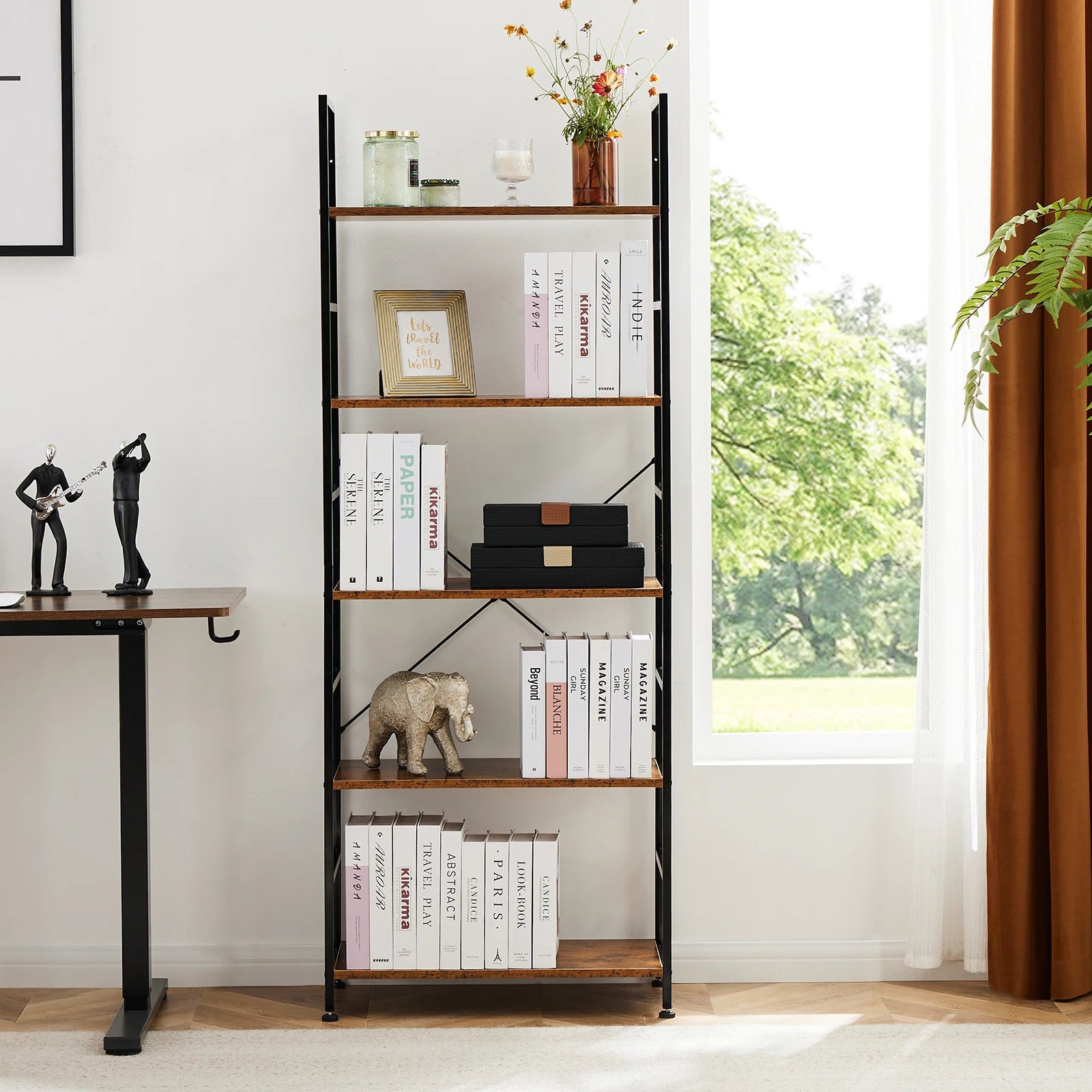 JHK 5 Tier Bookcase Bookshelf Modern Book Case For Books Corner Storage Organizer for Bedroom Home Office Kitchen Living Room - Buy online at  Vibe In Cart.