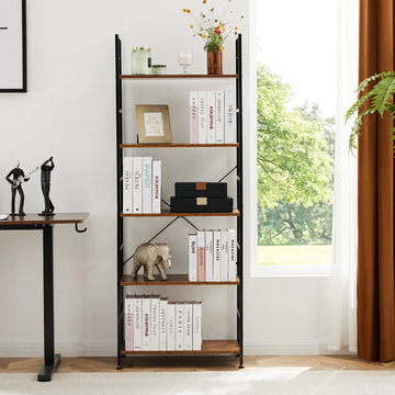 JHK 5 Tier Bookcase Bookshelf Modern Book Case For Books Corner Storage Organizer for Bedroom Home Office Kitchen Living Room - Buy online at  Vibe In Cart.