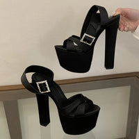 Liyke Summer Street Sexy 16CM Sandals Women Fashion Big Crystal Rhinestone Buckle Strap Chunky Platform High Heels Ladies Shoes - Buy online at  Vibe In Cart.