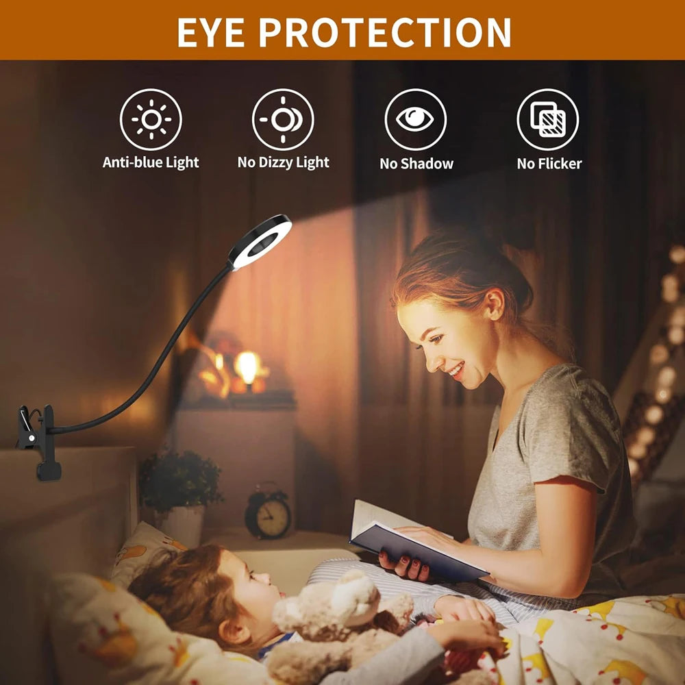 LED Reading Lights 360°Flexible Gooseneck Dimmable Table Lamp Clip On Indoor Bedroom Eye Protection Desk Light Book Clamp Lamp - Buy online at  Vibe In Cart.