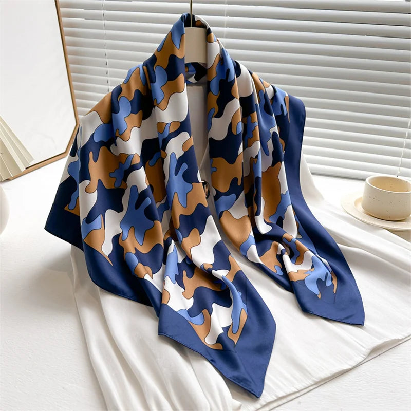 Women's Square Twill Scarf, 90x90 cm, for All Seasons