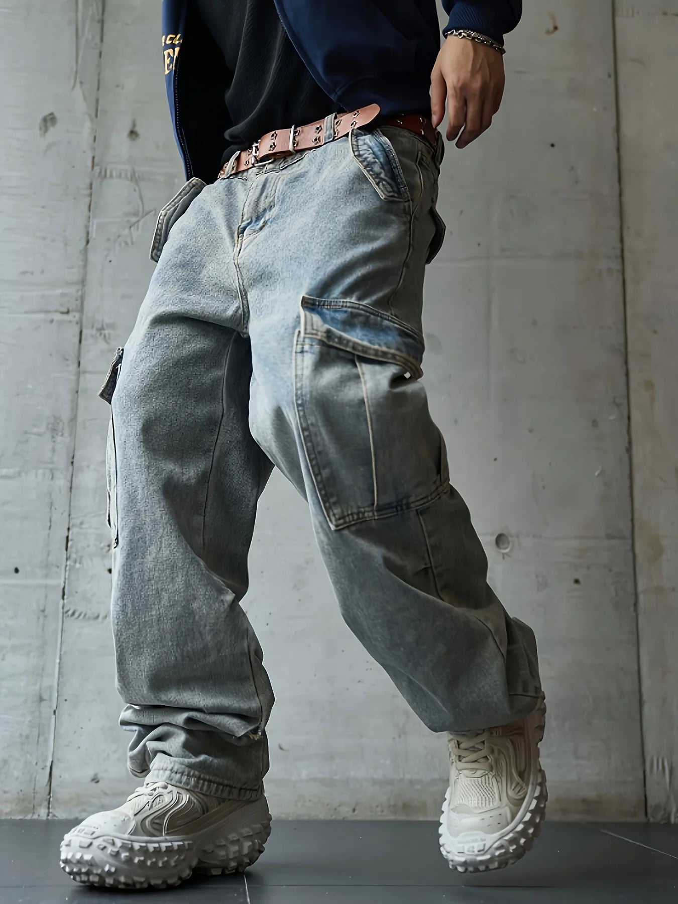 Men's multi pocket denim work pants straight leg denim pants - Buy online at  Vibe In Cart.