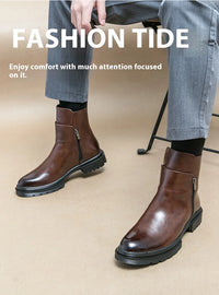 Men's autumn high-top leather shoes men's height-increasing British Chelsea boots short boots business casual men's boots - Buy online at  Vibe In Cart.