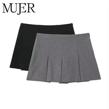 MUJER 2025 Pleated Skirt Shorts for Women High Waist Mini Shorts Women Summer Basic Skort for Women Holiday Casual Ladies Shorts
