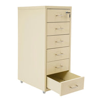 Lockable Rolling Metal File Cabinet| 6-Drawer Home Office Document Storage Container with Wheels| Off-white/Green/Yellow - Buy online at  Vibe In Cart.