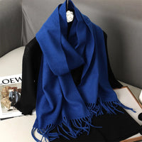 Women's Thick Warm Winter Polyester Scarf with Tassels