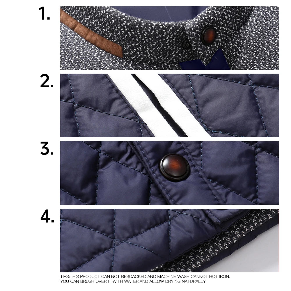 Men's Jackets Winter Warm Bomber Quilted Coat Lightweight Business Casual Button Down Clothing Waterproof Warm Jackets US Size - Buy online at  Vibe In Cart.