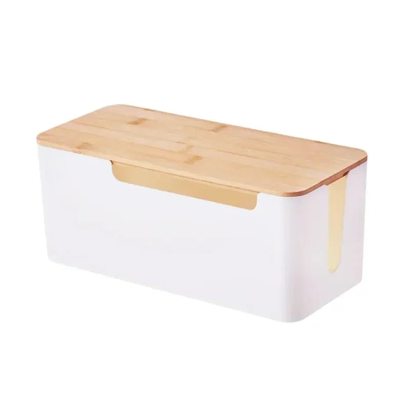 Wooden Cable Organizer Box for Desk Wire Management