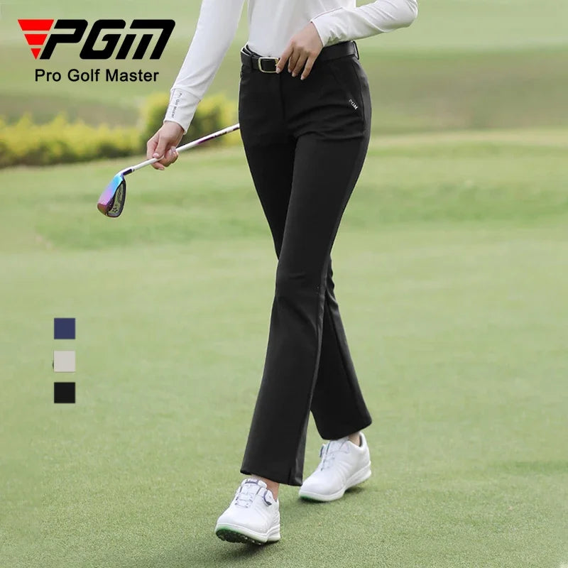 Women's High Waist Fleece Golf Pants Windproof Flared