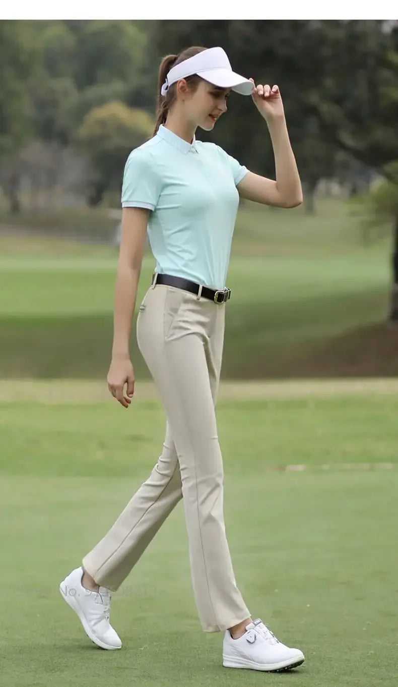 Women's Flared Slim Warm Golf Pants for Autumn Winter