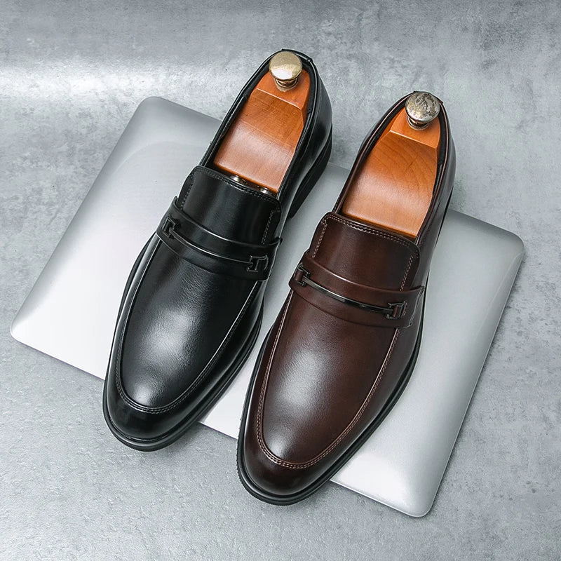 Men's Formal Leather Shoes Classic Style Slip On Loafers Round Toe Breathable Non-Slip Business Dress Wedding Office Casual Shos - Buy online at  Vibe In Cart.