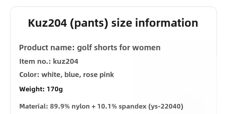 PGM Women's Golf Shorts Spring/Summer Wear for Woman KUZ204 - Buy online at  Vibe In Cart.