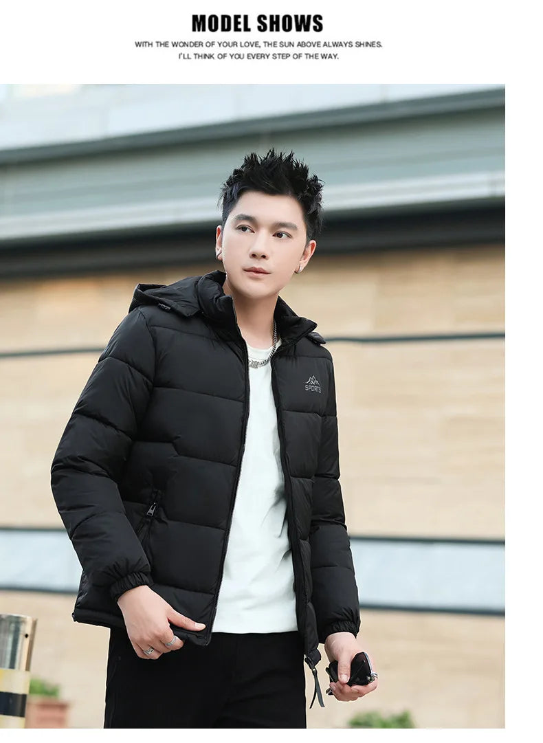 Men's Winter Jacket Windproof Thermal Hooded Parka Coat with Detachable Hood Heavy Duty Ski Jacket for Outdoor Cold Weather - Buy online at  Vibe In Cart.