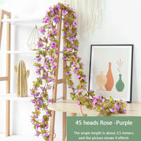 45/69pcs Artificial Rose Flowers Vine Garland for Wedding Decor