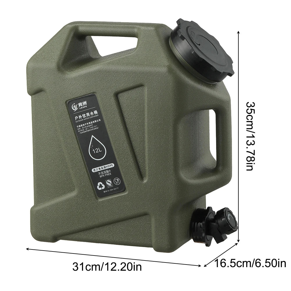12L Outdoor Portable Water Container with Faucet for Camping