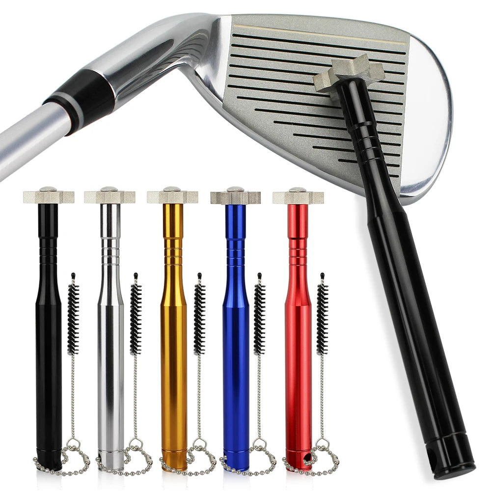 1 Set Golf Groove Sharpener Tool Cleaning Brush and Key Chain Kit