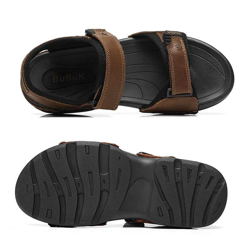 First-Layer Cowhide Men's Sports Sandals, Open-Toe Outdoor 防滑 Sandals, Casual Men's Shoes, Outdoor Fashion Beach Shoes, Li - Buy online at  Vibe In Cart.
