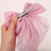 Girls Long Big Bow Float Satin Clips Back Head Hair Clip Internet Red with The Same Temperament Elegant Hair Accessories gifts - Buy online at  Vibe In Cart.