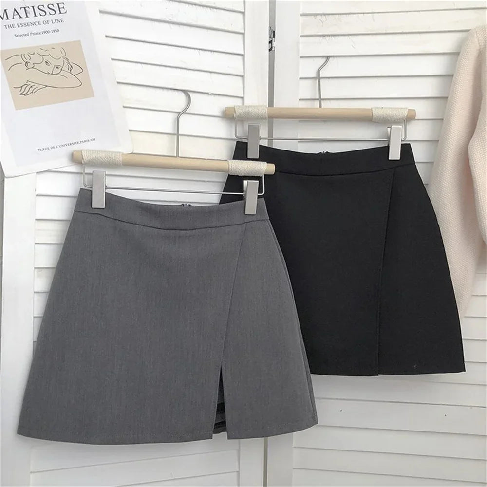 2025 Black Grey Irregular Skirt A-line Women High Waist Skirt Korean Fashion Zipper All Matched Shorts Skirts vintage for women - Buy online at  Vibe In Cart.