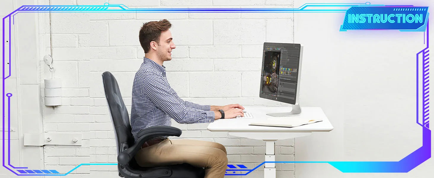 JHK Ergonomic Office Computer Home Gaming Desk Chair Adjustable PU Leather Racing Chair Flip-up Armrest For Christmas Furniture - Buy online at  Vibe In Cart.