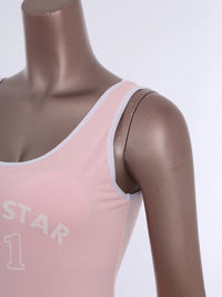 Sporty Style Girl Dress Children's Sleeveless Letter Print Sports Golf Tennis Workout Athletic Dress with Removable Chest Pads