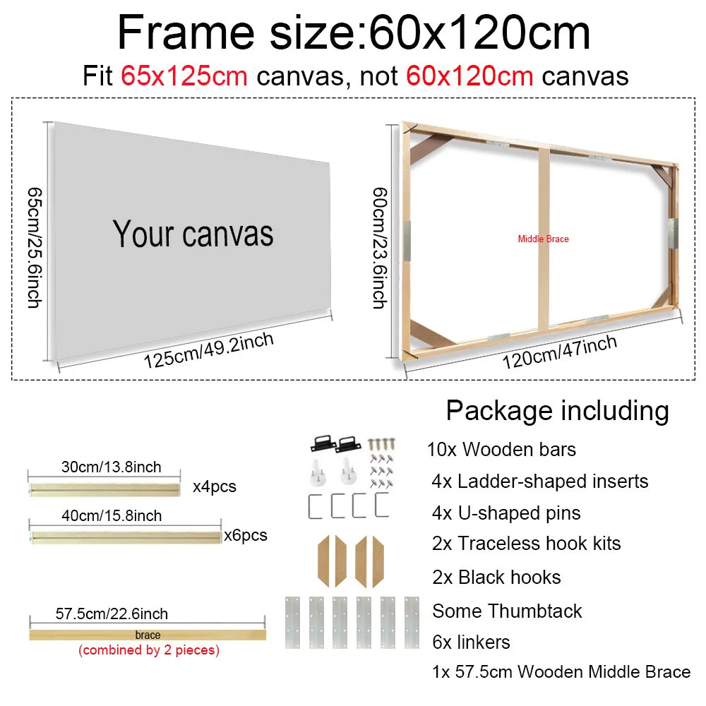 Wooden Rectangle Painting Frames in Sizes 50x70cm, 60x90cm, 60x120cm