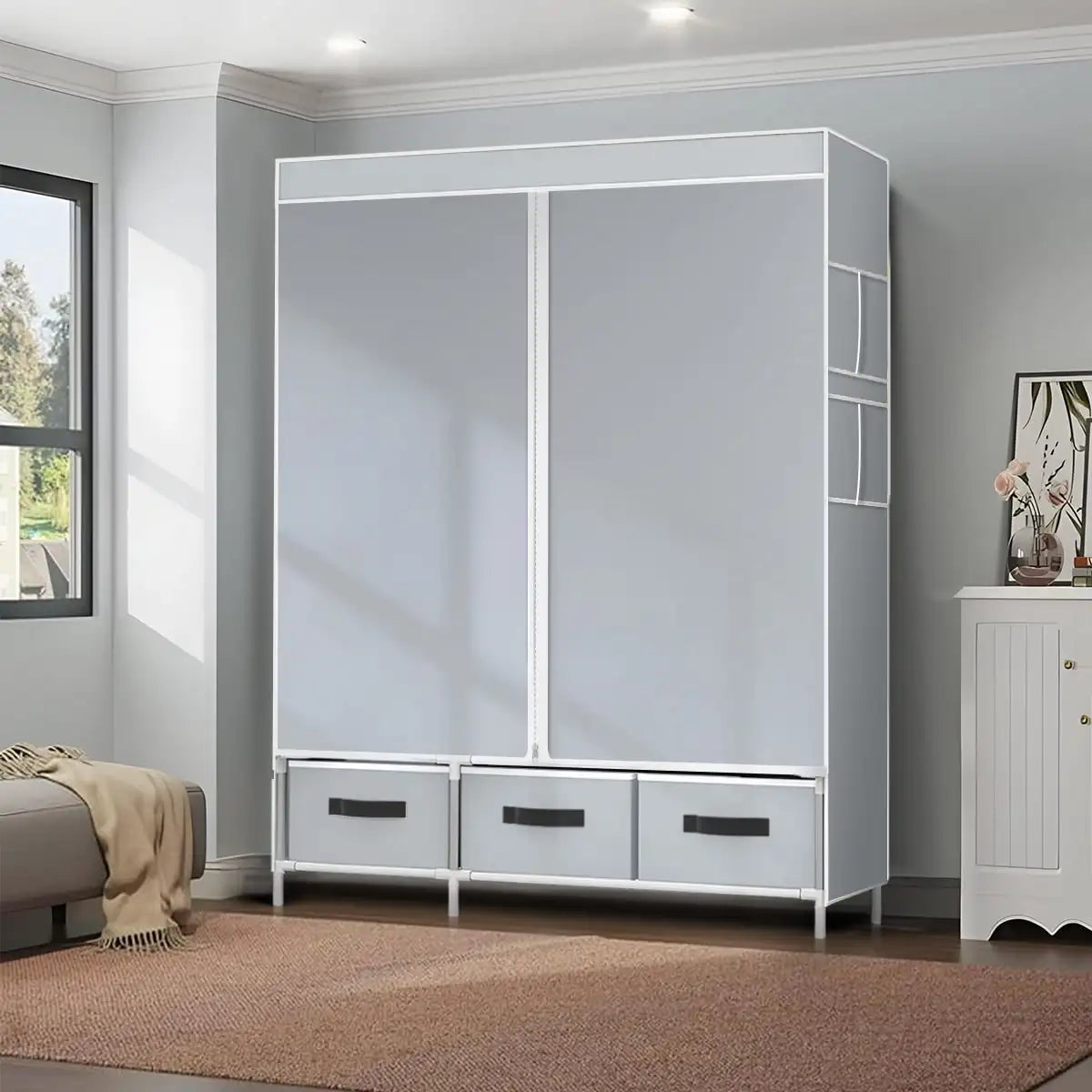 New Upgrade Portable Wardrobe Clothes Organizer for Home Bedroom Clothes Closet with 3 Drawers 4 Shelves Clothes Storage Gray - Buy online at  Vibe In Cart.