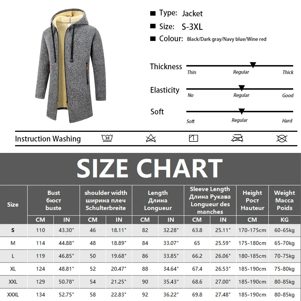 Winter Men's Thickened Hoodies Jacket Outdoor Warm Zipper Long Sleeve Sweatshirts Cardigan Streetwear Solid Color Tops Overcoat - Buy online at  Vibe In Cart.