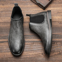 Men's Ankle Slip-On Boots, Sizes 40-46, Low Heel, Bonded Leather Insole