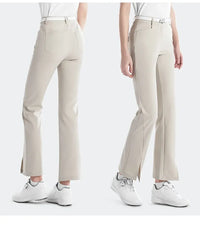 Women's Full Length High Waist Flared Cotton Golf Trousers