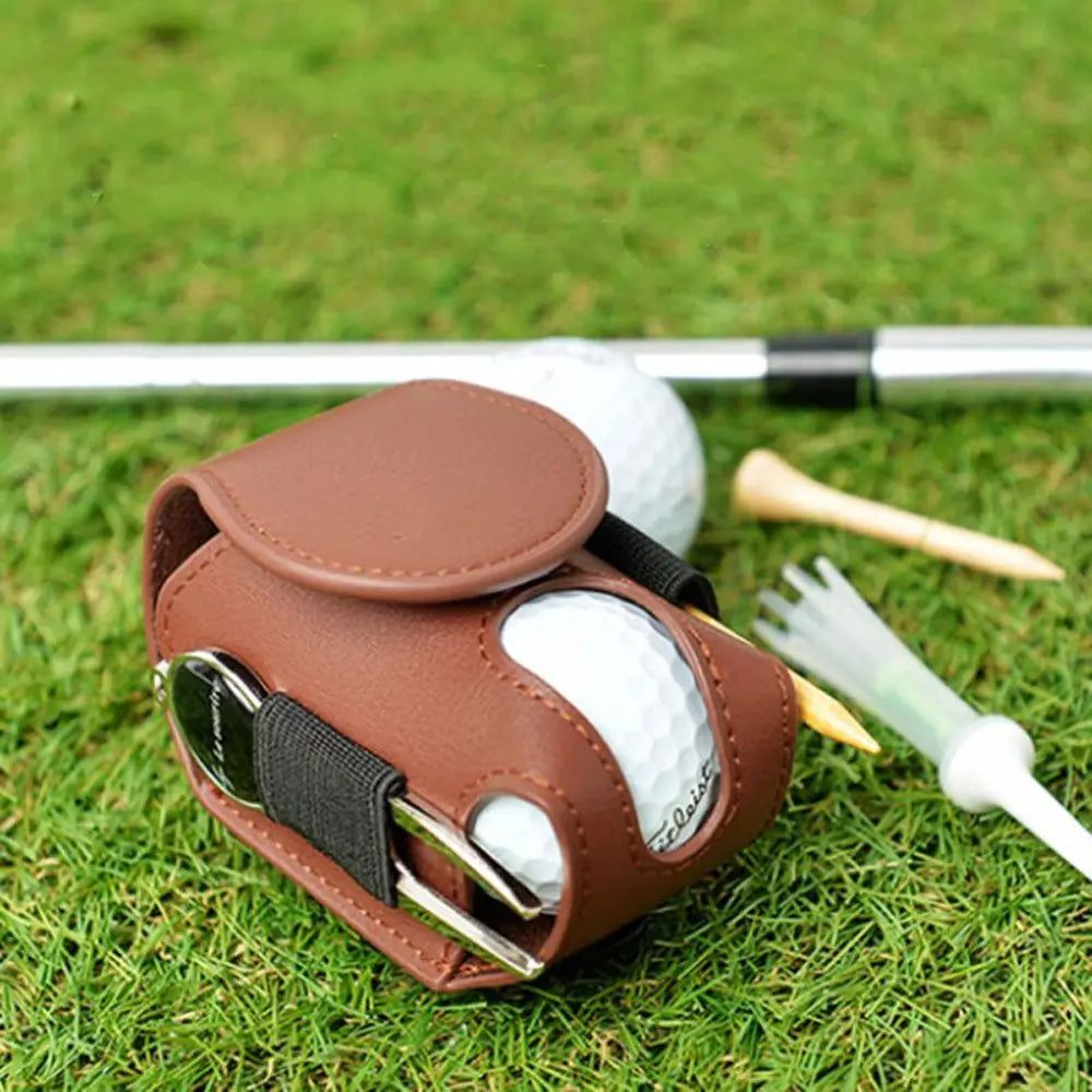 Mini Leather Golf Ball Storage Pouch with Waist Clip
