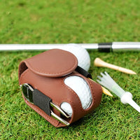 Mini Leather Golf Ball Storage Pouch with Waist Clip