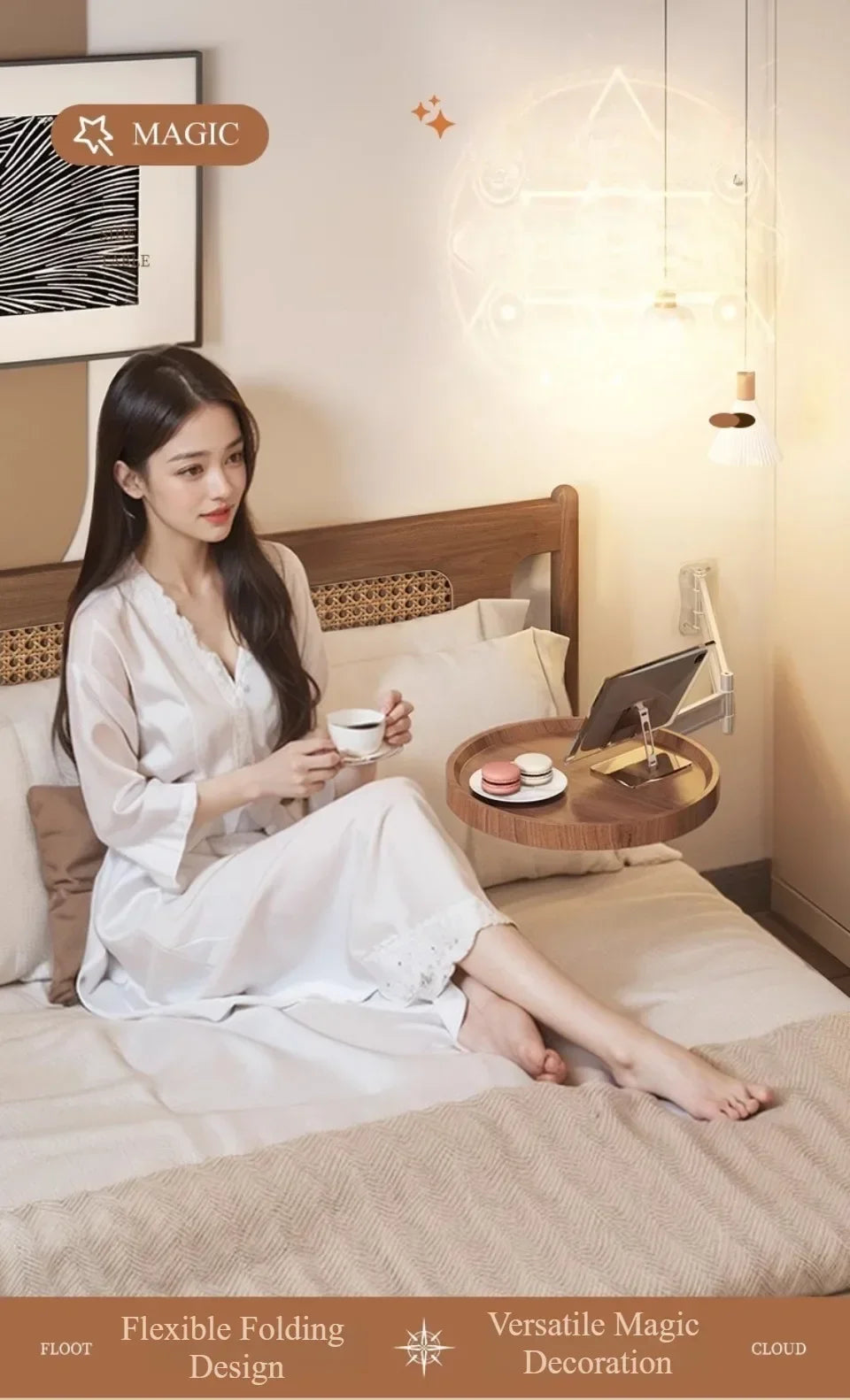 Foldable Wall Mounted Table Bedside Storage Cabinets Multi-Purpose Floating Shelves for Bedroom Living Room Compact Tea Tables - Buy online at  Vibe In Cart.