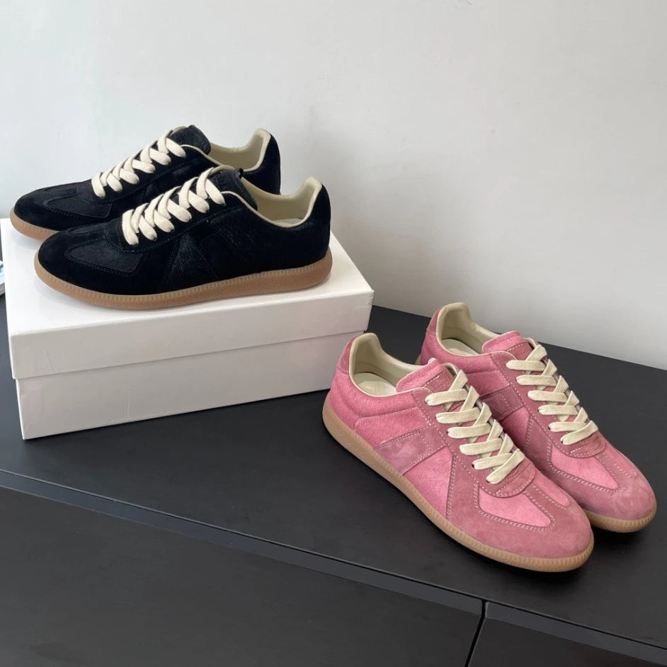 High quality leather flat casual sports shoes for men lace up white shoes luxurious German training board shoes for women flats - Buy online at  Vibe In Cart.